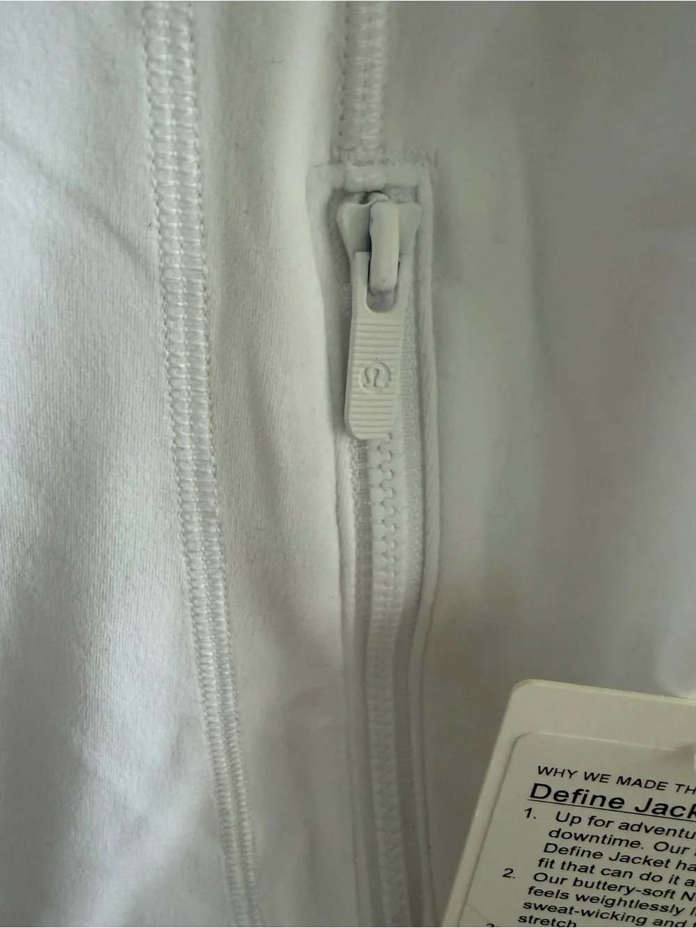 NWT Lululemon Define Women's White Full‑Zip Jacket. Size: 10
